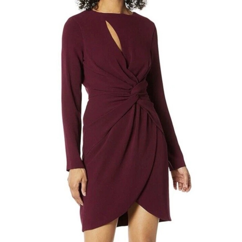 DRESS THE POPULATION COBY LONG SLEEVE STRETCH CREPE RWIST DRESS SIZE medium